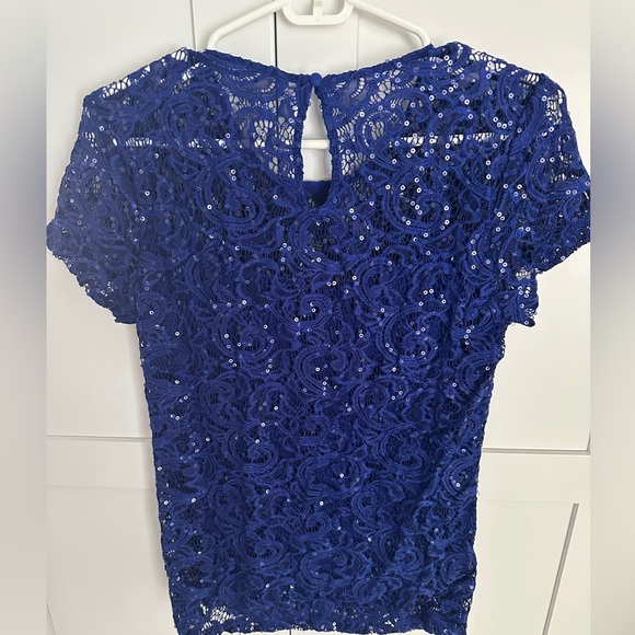 INC International Concepts blue sparkle lace top with tank size small - Picture 3 of 4